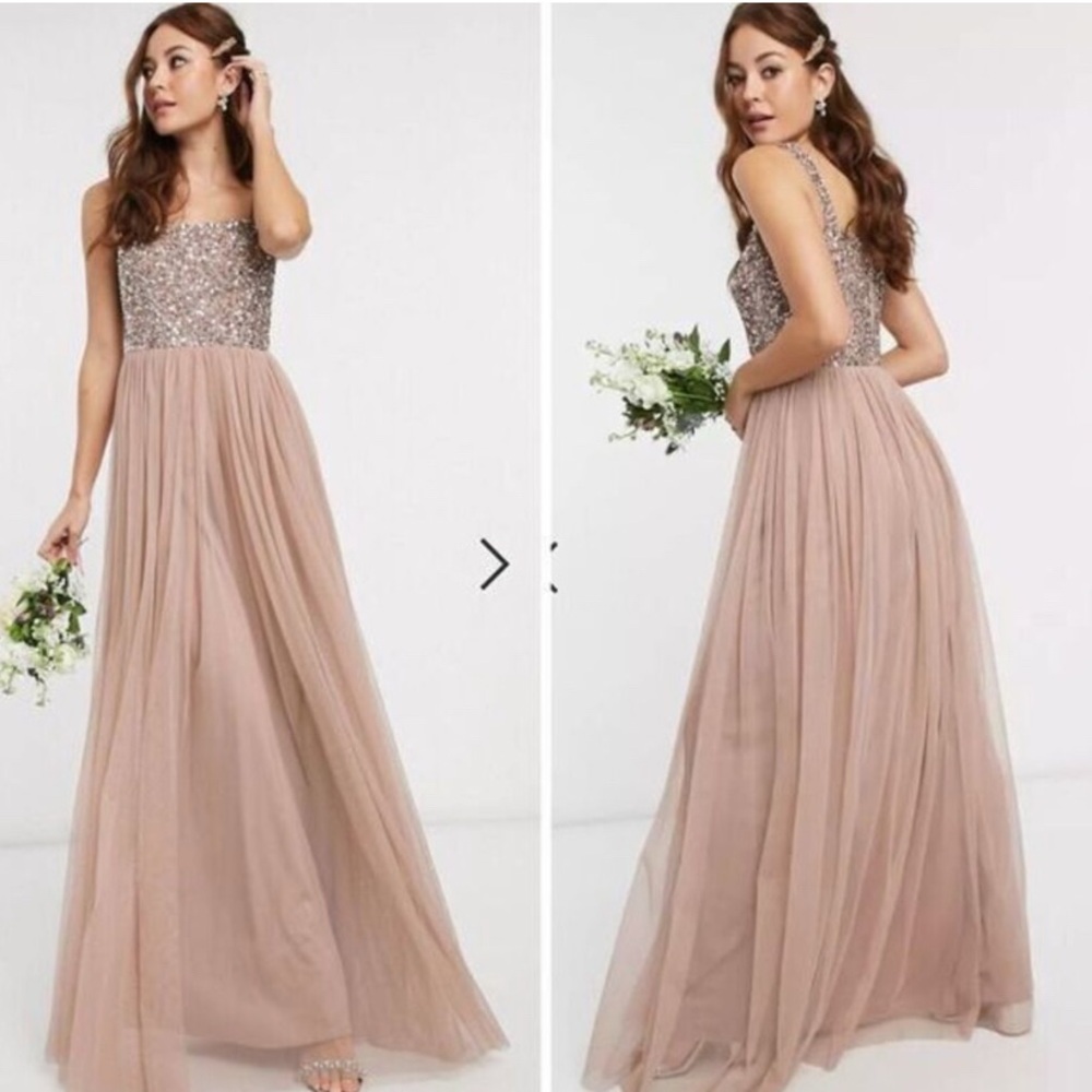 MAYA DELUXE Elegant Beige Evening Gown